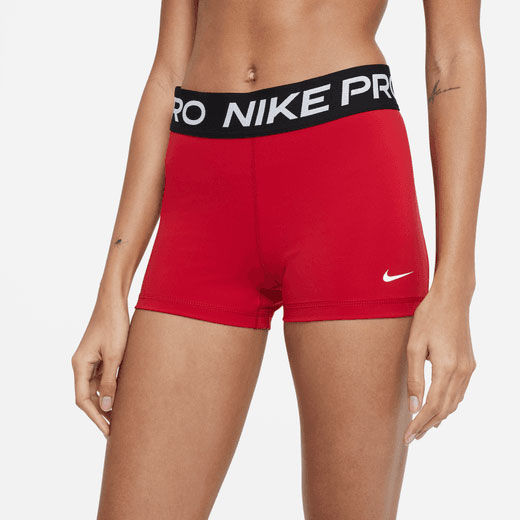 Nike [S] Women's Pro 3'' Training Shorts, Gym Red/Black/White, Style:  CZ9857-687, Red Nike Pros Shorts